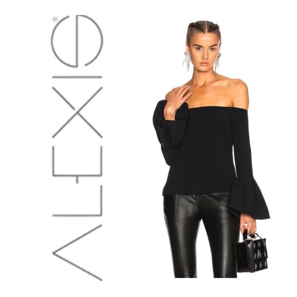 Alexis Tops - ALEXIS Tess Bell Sleeve Off Shoulder Black Top Size Large